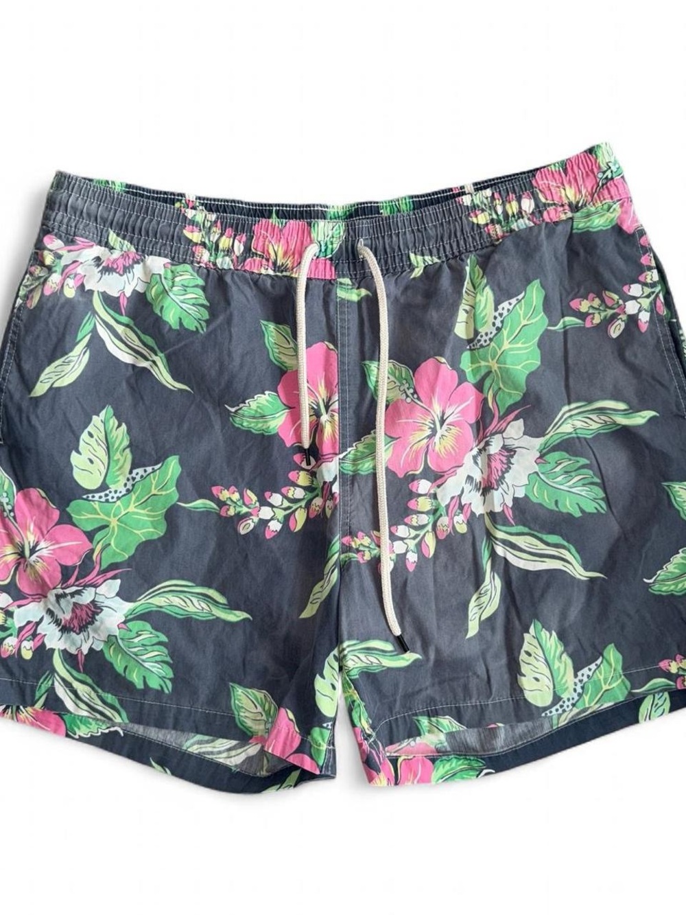 Polo by Ralph Lauren Navy Floral Swim Trunks with Pink & Green Print